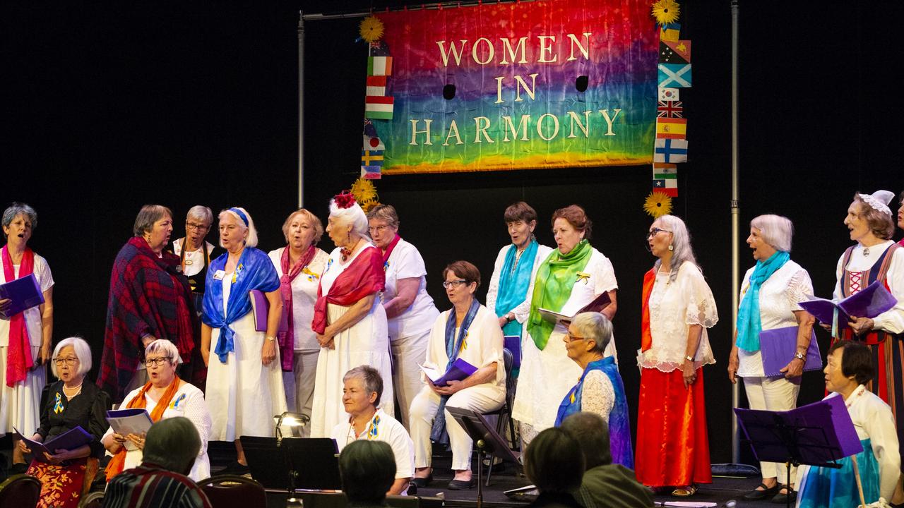 Women in Harmony choir perform at the Curious Arts Festival at Empire Theatres, Saturday, April 2, 2022. Picture: Kevin Farmer