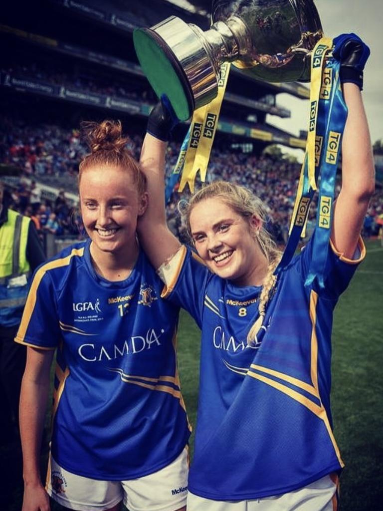 Aishling Moloney and Aisling McCarthy celebrate winning the TG4 All-Ireland Intermediate Ladies Football Championship final for Tipperary in 2017. Picture: Instagram