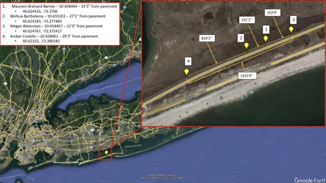 A map of where bodies were found. Picture: Supplied