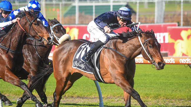 Outback Miss ridden by Blake Shinn wins the The McCaf? Handicap  at Caulfield Racecourse on June 24, 2023 in Caulfield, Australia. (Photo by Reg Ryan/Racing Photos via Getty Images)