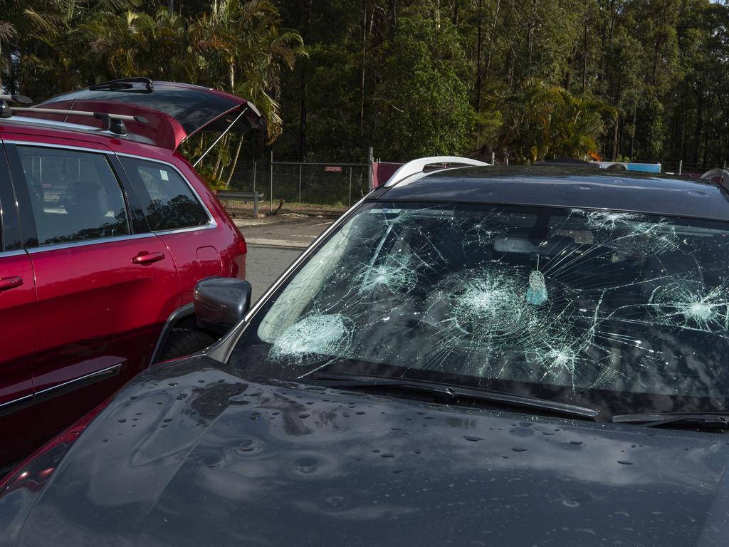 Hail-damaged cars will be allowed on the road as part of the exemption for written-off vehicles when Queensland tightens its laws. Picture: Lachie Millard