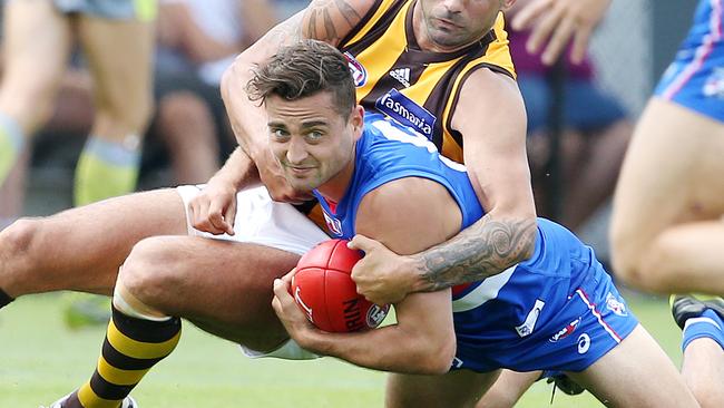 Bulldogs coach Luke Beveridge has dismissed a report that Luke Dahlhaus was up for trade last year. Picture: Michael Klein