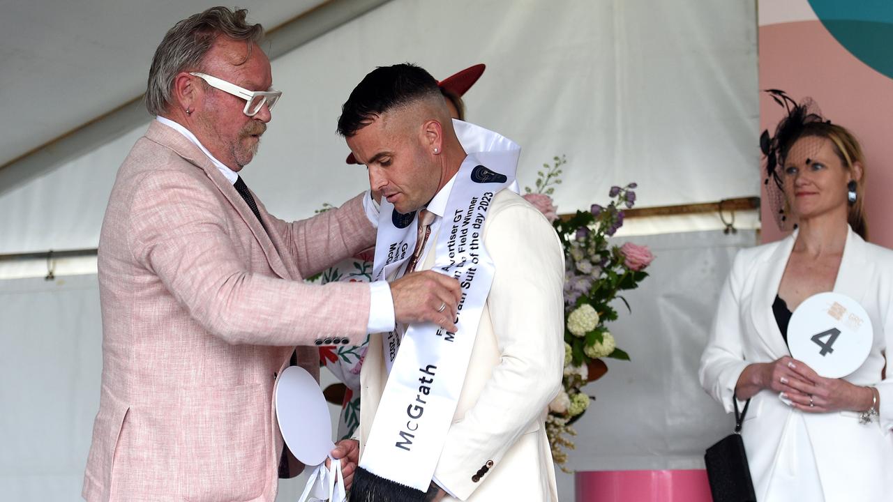 Best Suit Winner: Eric Grinham accepting his award. Picture: David Smith