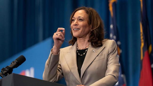 US Vice President Kamala Harris speaks during a campaign event in North Carolina on Thursday. Picture: AFP