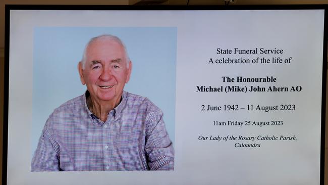 At the State Funeral Service for Mike Ahern AO, at Our Lady of the Rosary Catholic Church, Caloundra, on Friday 25th August 2023 - Photo Steve Pohlner