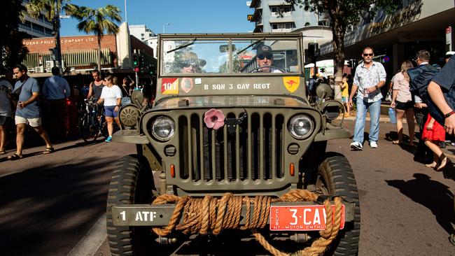 The Anzac Day march through Knuckey Street in Darwin. Picture: Pema Tamang Pakhrin