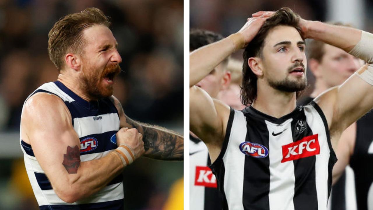Geelong has outlasted Collingwood in a modern-day finals thriller.