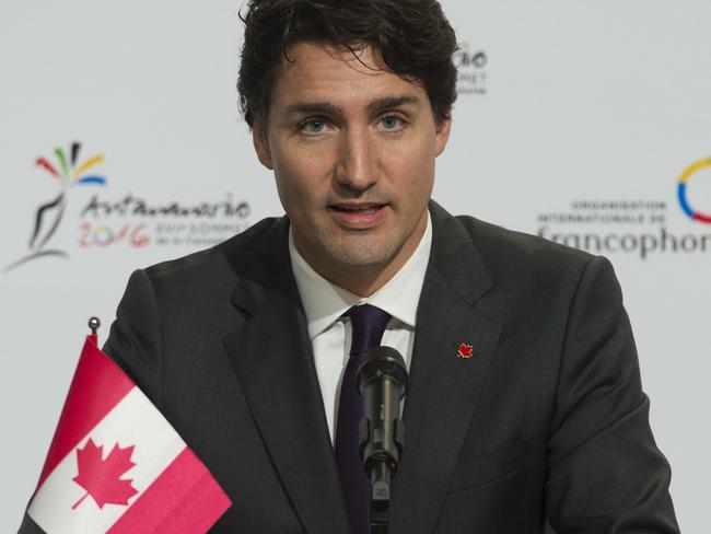 Canadian Prime Minister Justin Trudeau participates in the closing news conference at the Francophonie Summit in Antananarivo, Madagascar on Sunday, Nov. 27, 2016. (Adrian Wyld/The Canadian Press via AP)