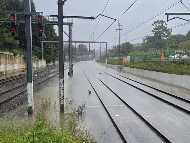 Sydney Trains posted photos of flooded tracks.