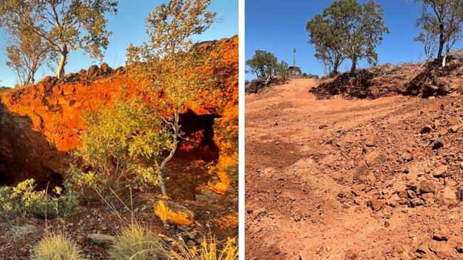 Before and after remediation works at the Great Western mine, one of several legacy mine projects in Tennant Creek. Picture: Supplied