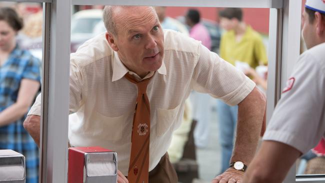 Michael Keaton as Ray Kroc, who expanded McDonald’s through franchising, in The Founder.