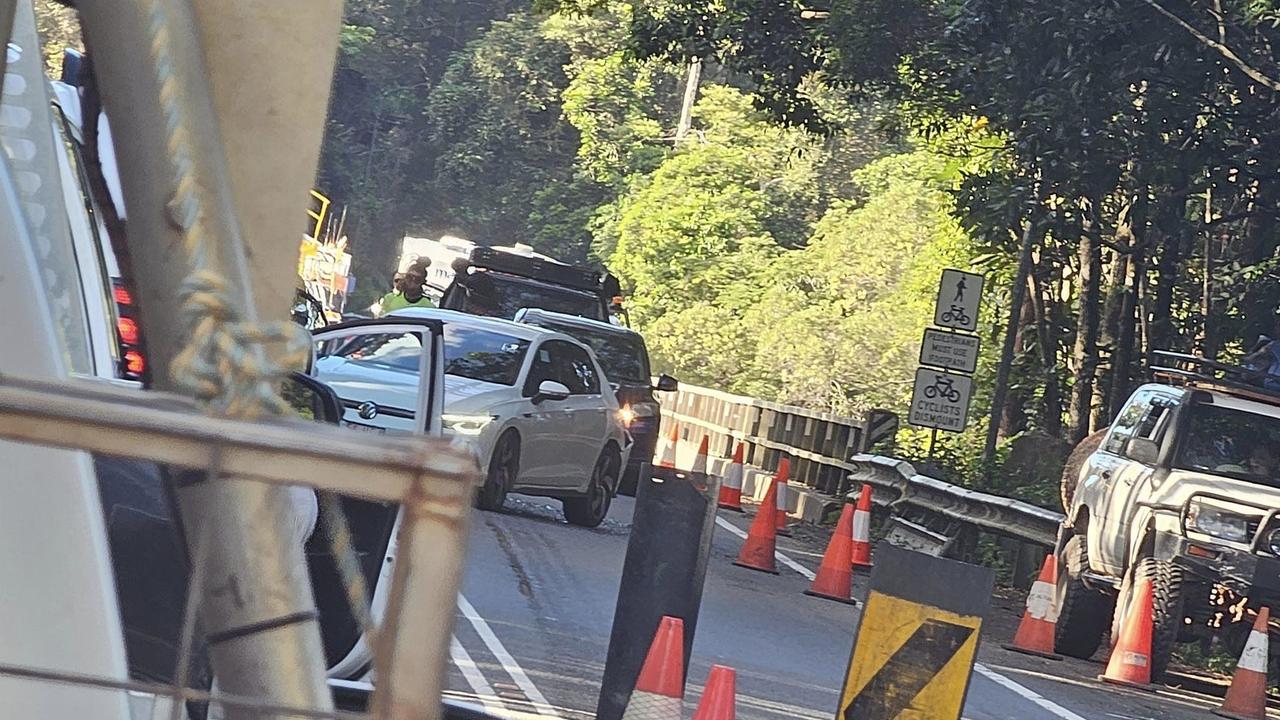 A multi car crash during single lane operation of the Barron River bridge on Friday, May 17. Picture: Supplied