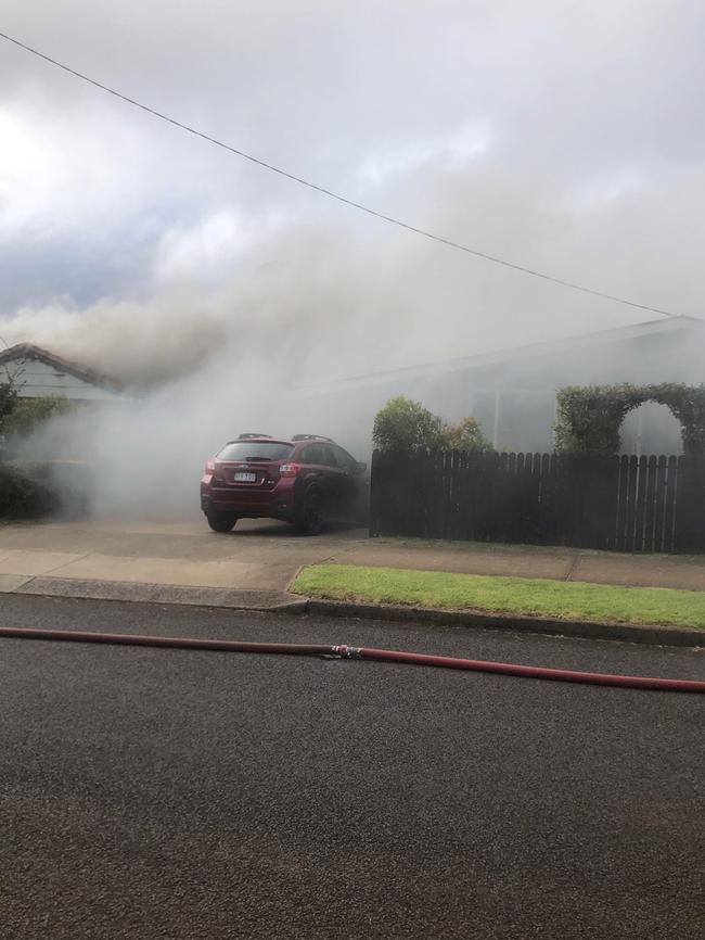 A photo of the house fire on Welcombe Avenue in Rockville.