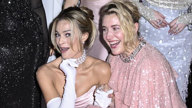 Margot Robbie and Greta Gerwig. Picture: Gareth Cattermole/Getty Images