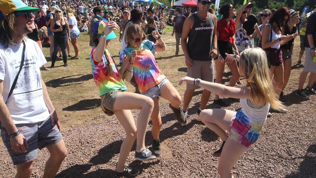 Emily Chatfield, James Meredith and Nadi Duffie at the Big Pineapple Music Festival in 2013. Picture: Genn Barnes