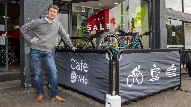 NEW BREW: Bikeline owner Marcel Govers has opened Cafe de Velo. The business owner hopes the health-driven cafe will serve as a hotspot for people who want to live a fit and healthy lifestyle and drive the tourism industry with its new bike hire services. Picture: Nev Madsen.