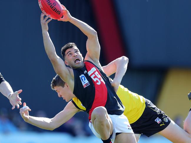 Daniel Younan takes a strong mark for Essendon. Picture: Michael Klein