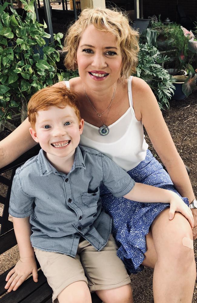 Columnist Jess Steele with her son Oscar in Charters Towers.