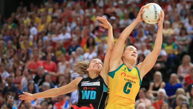 Amy Parmenter in action for the Diamonds. She has joined a host of re-signings for the Giants. Picture: AAP Image/Mark Evans