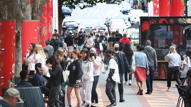 Shoppers in Hobart’s Elizabeth Street Mall for the Boxing Day sales. Picture: Nikki Davis-Jones