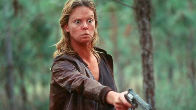 Charlize Theron as Aileen Wuornos in Monster (2003).