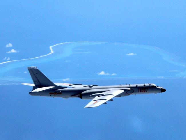 A Chinese H-6K bomber take part in a patrol of the islands and reefs in the South China Sea. Picture: Liu Rui/Xinhua/AP