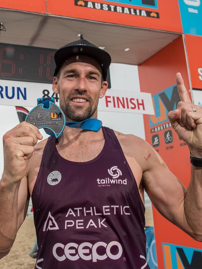 Winner of the 2023 Ultraman Australia, Simon Cochrane. Picture: Dave Gleeson/Sunny Coast Photos