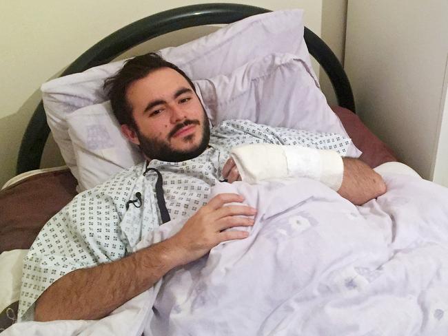 Francisco Lopes, a Portuguese national who was injured during the London terror attack, at his home in London. Picture: AP/Sophie Berman