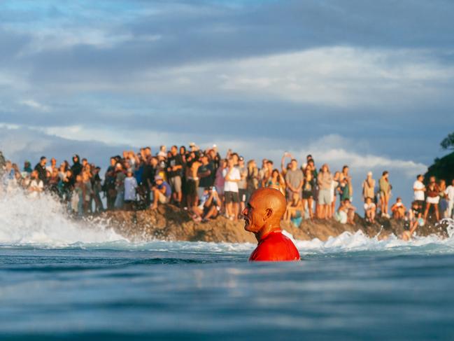 GOLD COAST, QUEENSLAND, AUSTRALIA - APRIL 27: Eleven-time WSL Champion Kelly Slater of the United States surfs in the Snapper World Champs Heat at the Bonsoy Gold Coast Pro on April 27, 2024 at Gold Coast, Queensland, Australia. (Photo by Andrew Shield/World Surf League)