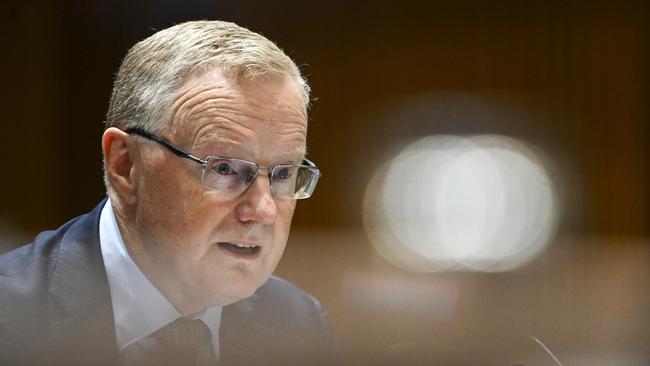 Reserve Bank governor Philip Lowe at a parliamentary economics committee hearing on Friday. Picture: AAP