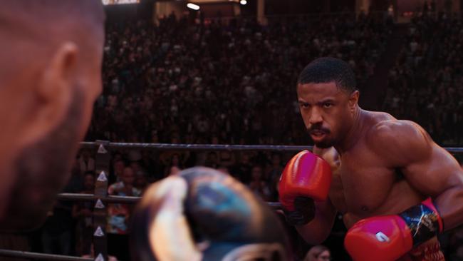 Jonathan Majors and Michael B. Jordan during a bout in Creed III.