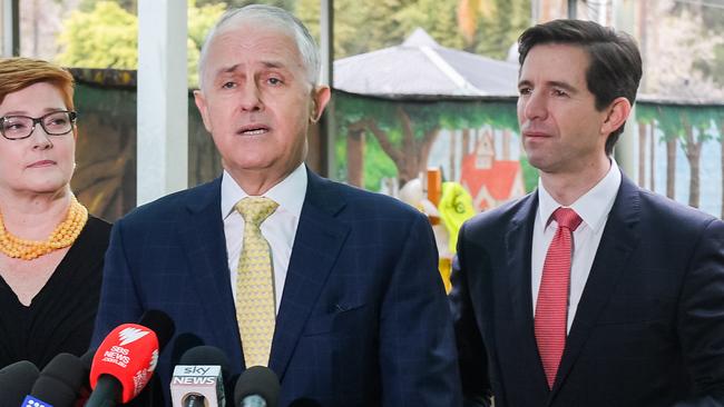 Australian Prime Minister Malcolm Turnbull and Minister for Education Simon Birmingham. Picture: AAP