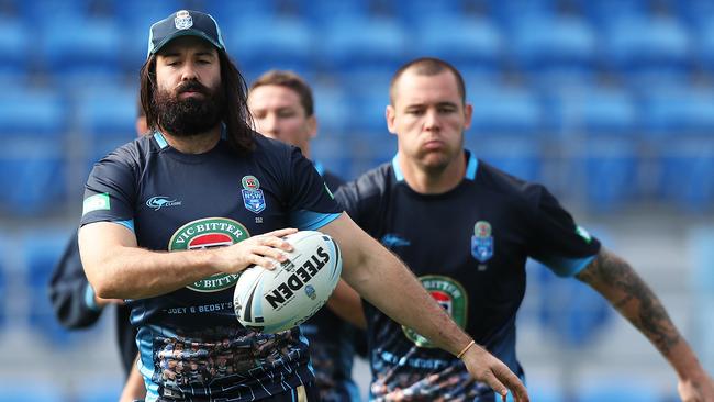 Blues enforcers Aaron Woods and David Klemmer. Picture: Brett Costello