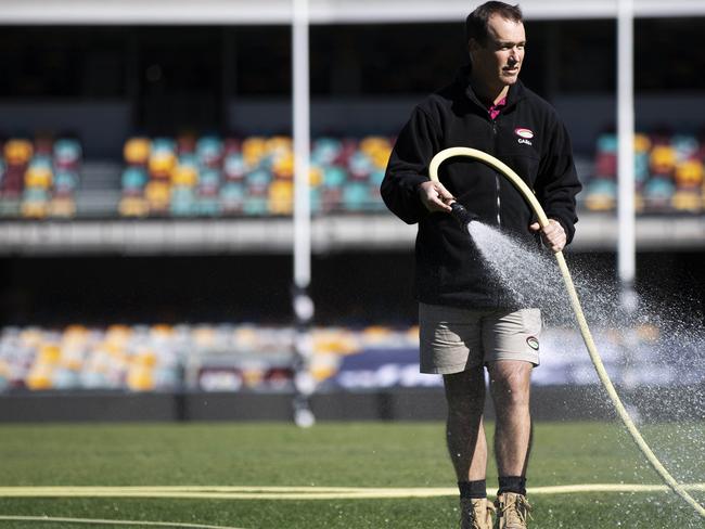 Groundsman David Sandurski posing at The Gabba, Vulture St,  Woolloongabba, Brisbane, 18th of July 2020. (News Corp/Attila Csaszar)