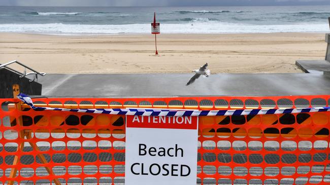 Beaches closed during COVID. AAP Image/Darren England)