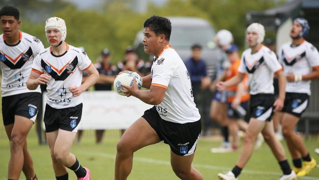 Jaziyah Taiatu in action for the Macarthur Wests Tigers against the North Coast Bulldogs during round two of the Andrew Johns Cup at Kirkham Oval, Camden, 10 February 2024. Picture: Warren Gannon Photography