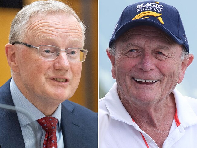 RBA Governor Philip Lowe and Gerry Harvey. Picture: Gary Ramage/Glenn Hampson