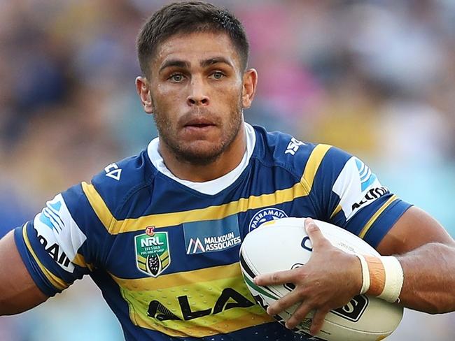 SYDNEY, AUSTRALIA - APRIL 08:  William Smith of the Eels runs the ball during the round five NRL match between the Parramatta Eels and the Penrith Panthers at ANZ Stadium on April 8, 2018 in Sydney, Australia.  (Photo by Brendon Thorne/Getty Images)