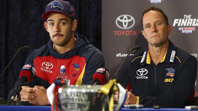 Taylor Walker and Don Pyke at the grand final press conference. Picture Sarah Reed