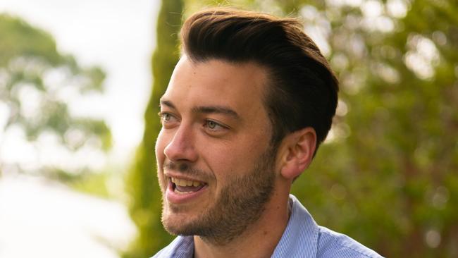 Liberal candidate Jack Batty speaks to media after winning the Seat of Bragg in yesterday's by-election in Dulwich, Kaurna Yarta, on Sunday, July 3, 2022. (The Advertiser/ Morgan Sette)