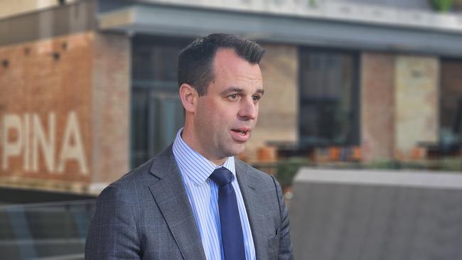 Labor's Josh Willie speaks to the media at Parliament Square in Hobart on Monday, August 19, 2024.