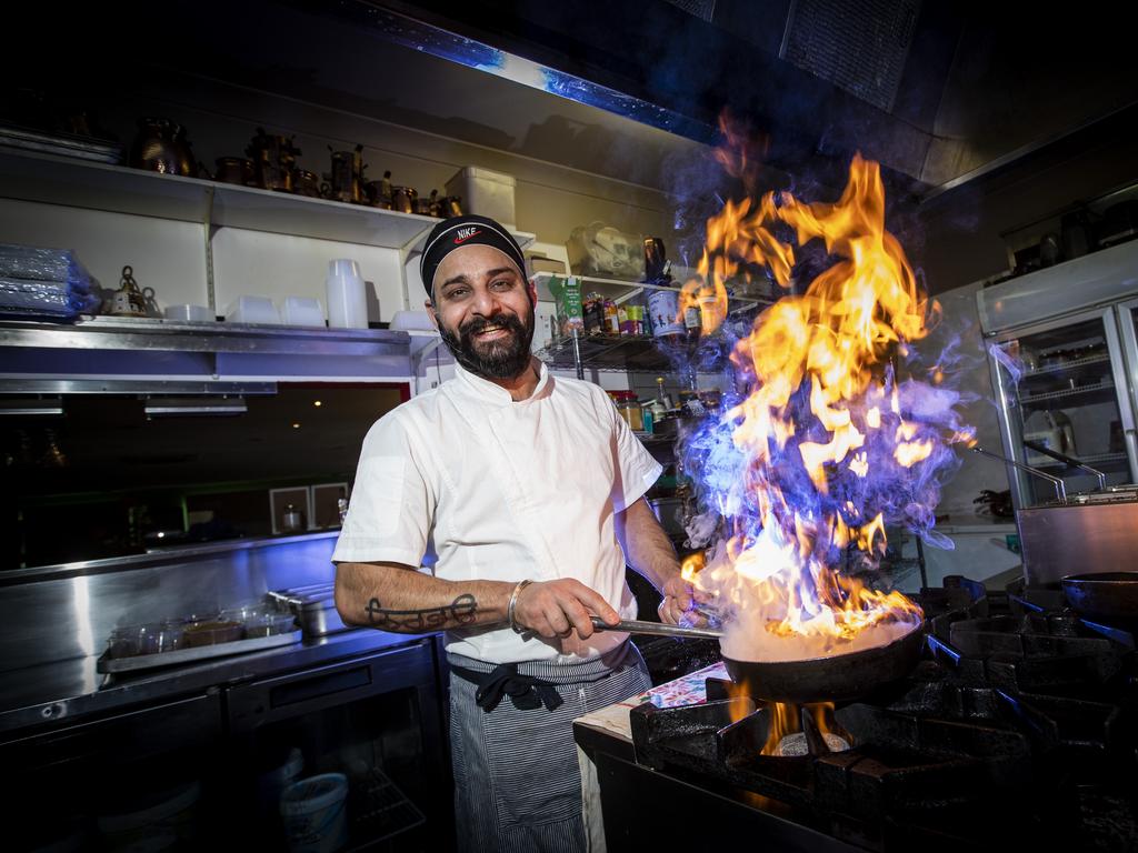 Jarnail Singh in 2020, preparing vegetarian meals to give away to those in need Picture: LUKE BOWDEN