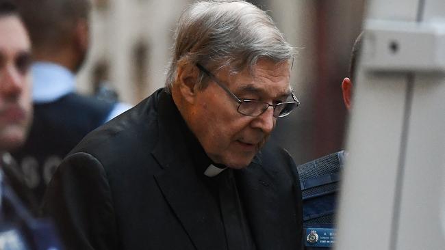 Cardinal George Pell leaves the Supreme Court of Victoria in Melbourne earlier this month. Picture: AAP.