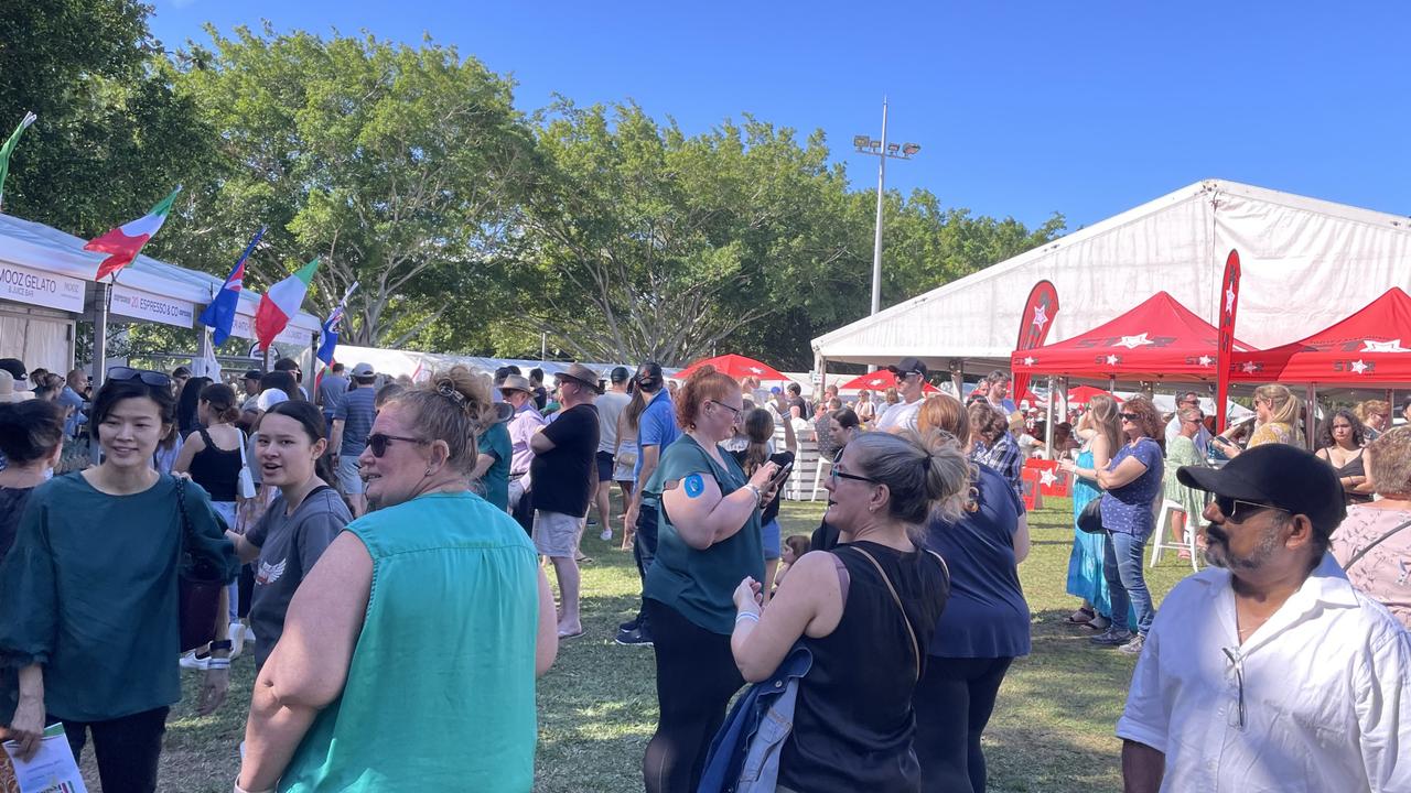 The crowd at the La Festa - Food and Wine day as part of Cairns Italian Festival at Fogarty Park. Picture: Andreas Nicola