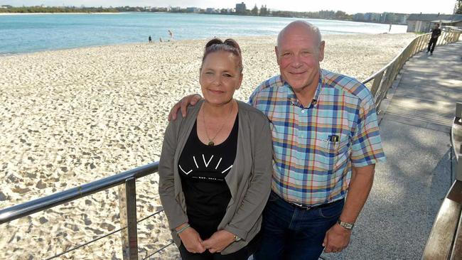 Angela Grieve&#39;s son Regan was one of the young NRL players who took his own life in 2015. She is with Darryl van de Velde president of the Men Of League, to thank him for the support his organisation gives to her campaign to save other mums from having their hearts broken. Picture: Warren Lynam