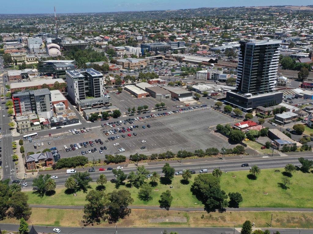 Aerials of Deakin Waterfront Car Park that will house the Geelong Conference Centre. Picture: Alan Barber