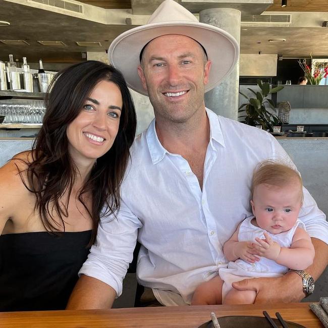 Reality television star Sasha Mielczarek with wife Carly Cottam and their baby daughter Stevie Marie. Picture: Instagram