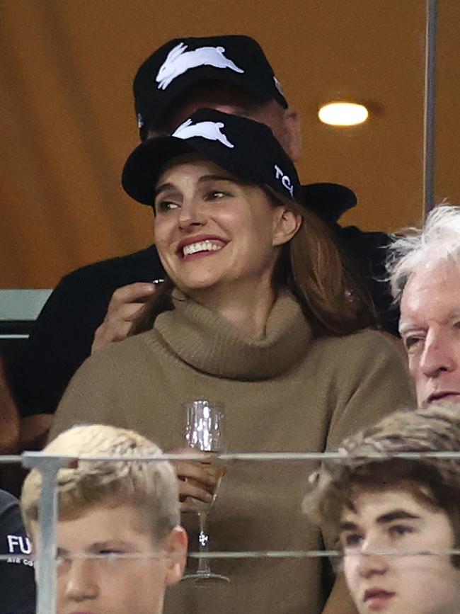 Natalie Portman watching a Rabbits vs Roosters match in March. Undoubtedly corrupted into becoming a bunnies fan by Russell Crowe (Photo by Cameron Spencer/Getty Images)