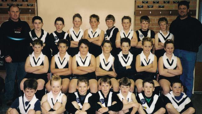 Dustin Martin (second row, middle) in the Campbell's Creek Under 12s team.