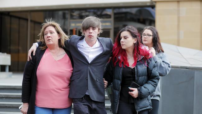 Mother of Brianna Waddington, who died in the crash, Tracy Millhouse (pink T-shirt), leave court. Jade Jaye Sward is in the Supreme Court today to be sentenced over causing death by dangerous driving and causing grievous bodily harm by dangerous driving.